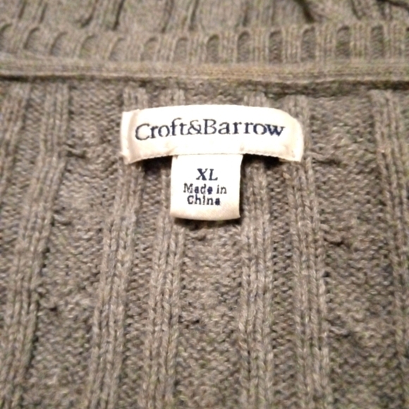 Croft & Barrow Cable Knit Gray Sweater V-Neck Warm Minimalist Business Casual XL - Picture 4 of 8